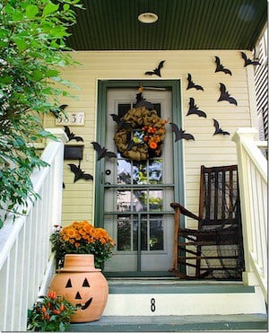 bats on front door for halloween