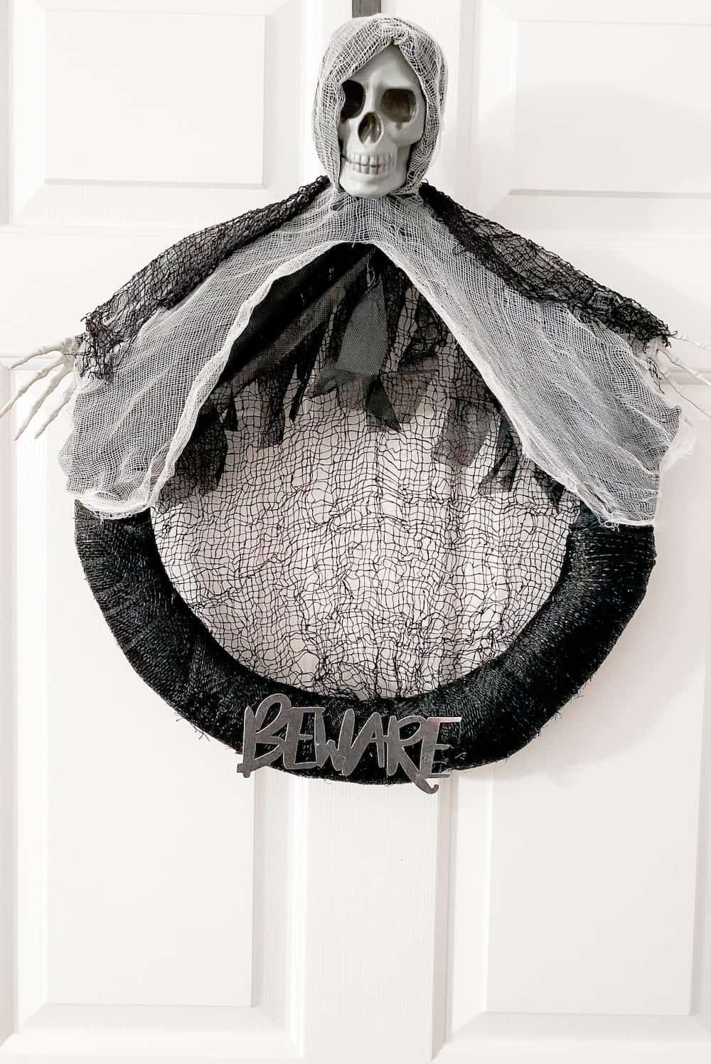 skeleton ghoul dollar tree halloween wreath