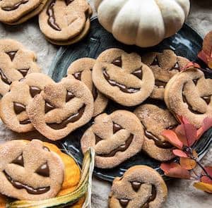 Milk Chocolate Stuffed Jack-O’-Lantern Cookies