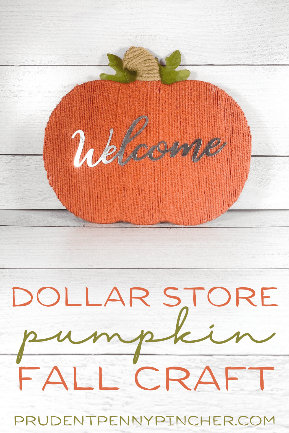 vertical image of DIY dollar tree pumpkin craft 