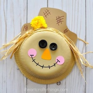 Paper Bowl Scarecrow fall craft for kids