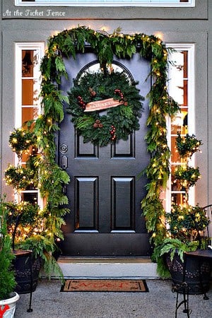 christmas green door garland