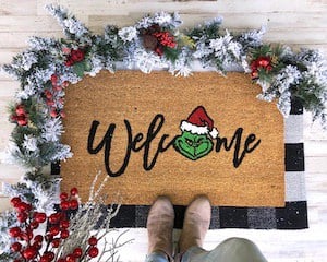 Grinch welcome mat Christmas Decoration