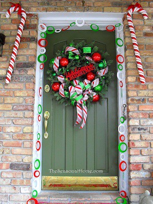 Christmas Candy Cane Front Door
