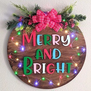 merry and bright door hanger