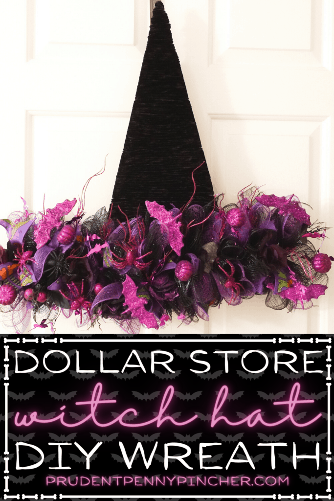 DIY Dollar Tree Halloween Witch Hat Wreath - Prudent Penny Pincher