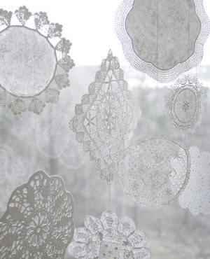 doily Christmas window decoration