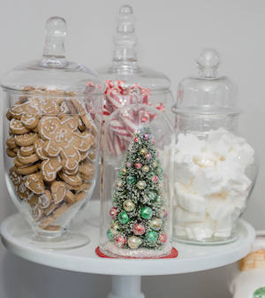 festive holiday jars filled with Christmas goodies