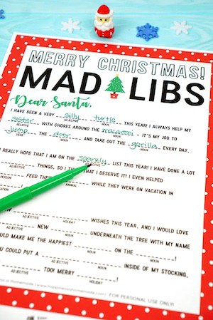 Christmas mad libs