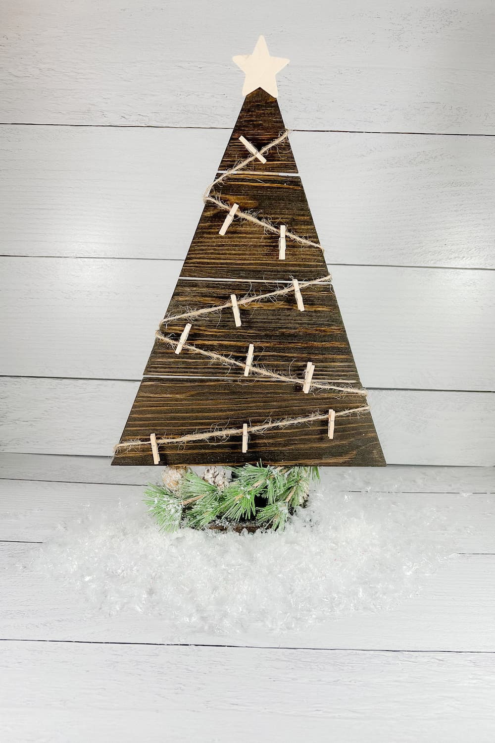 DIY Christmas tree card holder display idea