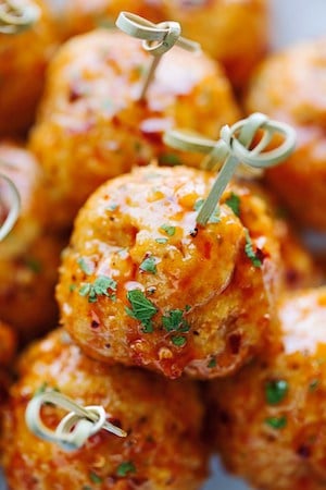 Firecracker Chicken Meatballs New Years eve appetizer