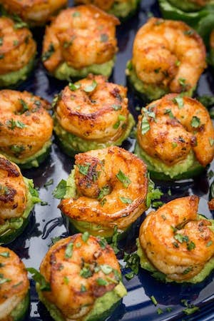 Shrimp Appetizers with Avocado and Cucumber