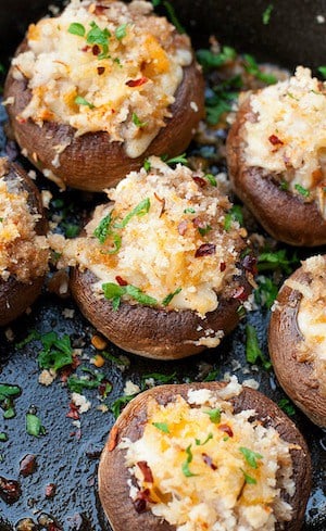 crab stuffed mushrooms New Years eve appetizer