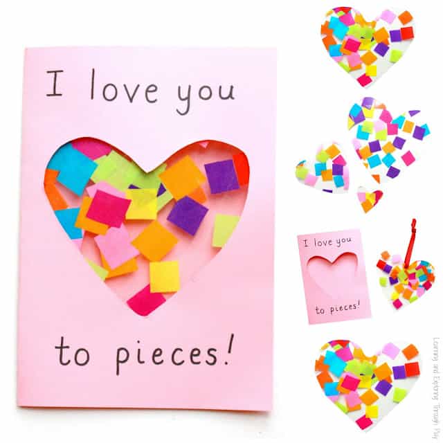 I love you to pieces valentine card craft
