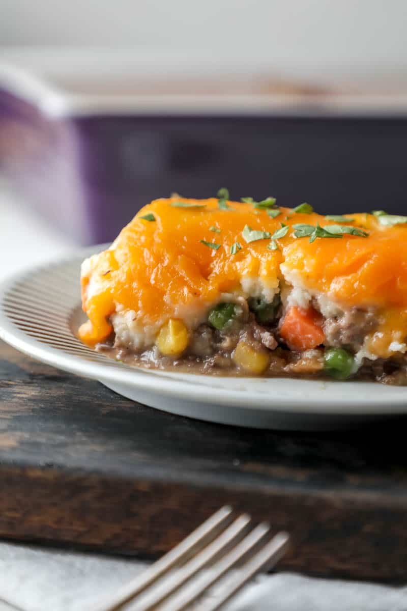 easy Beef Shepherds Pie on a plate