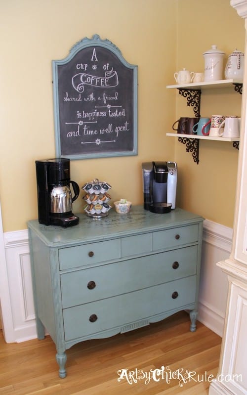 coffee bar server with shelf