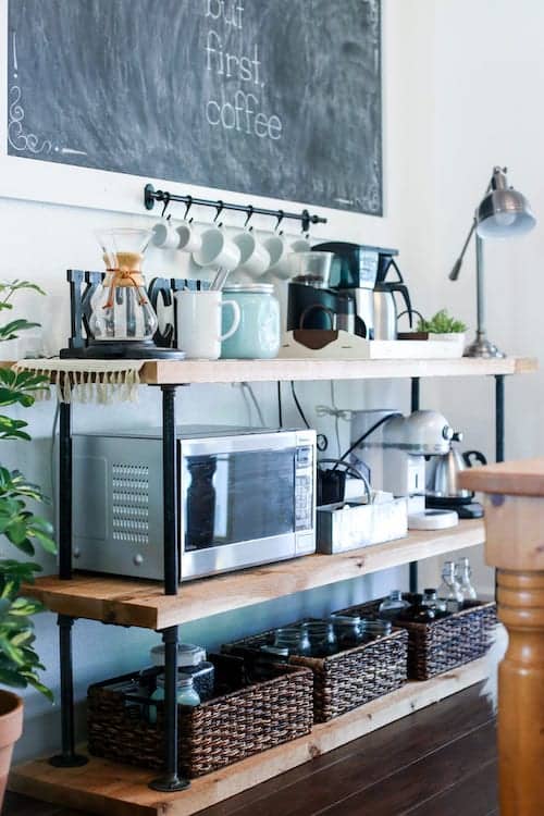 DIY black pipe coffee bar