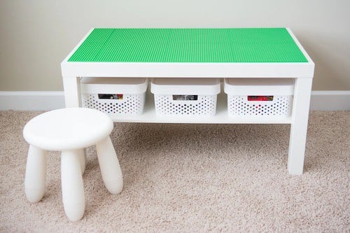 Easy IKEA Lack Lego Table with bin storage underneath