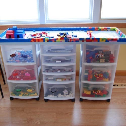 lego table with bins for storage 