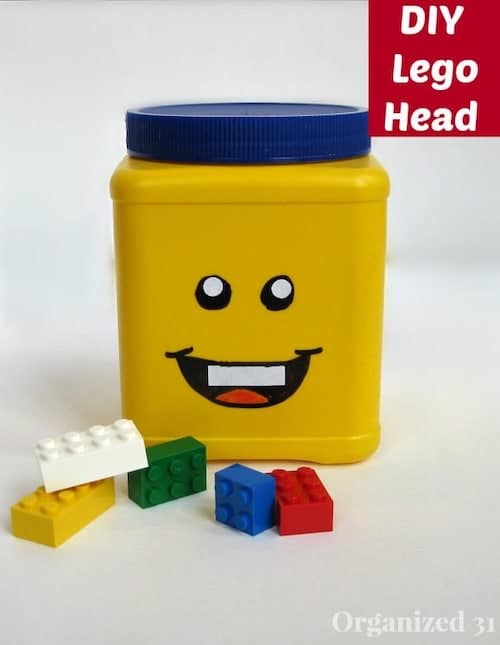 Upcycled Lego Head Storage Jar