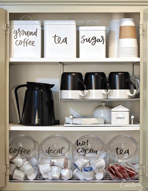 organized coffee cabinet