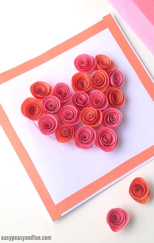 Rose Filled Heart Card Craft for Kids