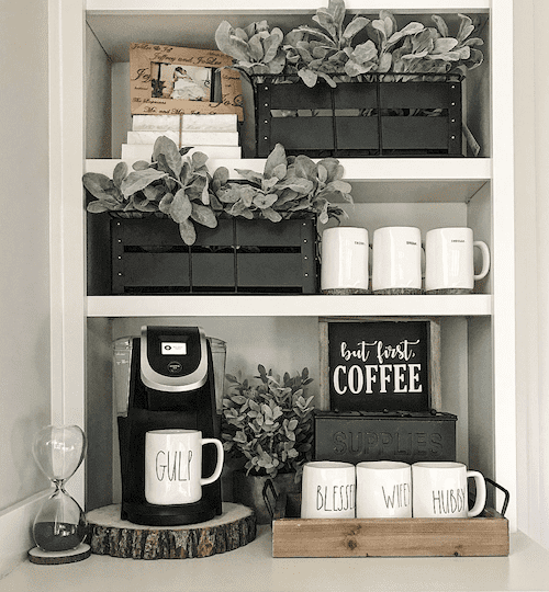 Farmhouse Rae Dunn Coffee Display