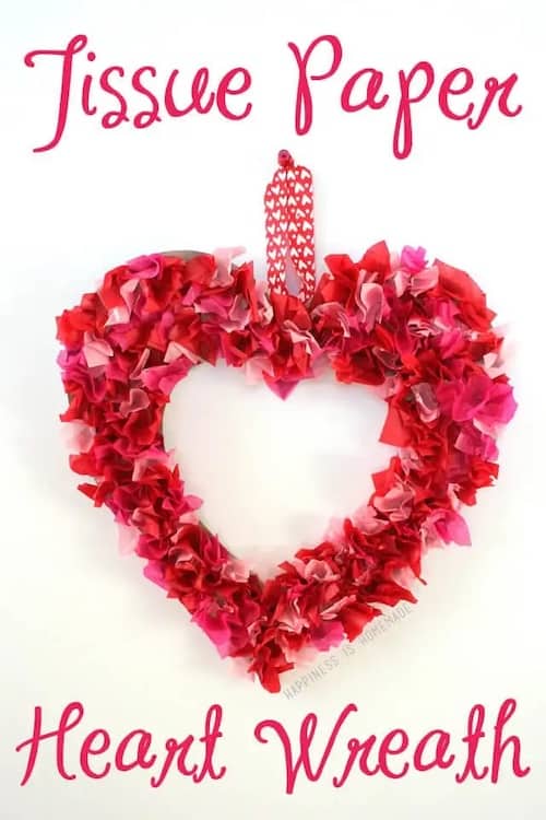 Tissue Paper Heart Wreath Valentines Day Kids Craft