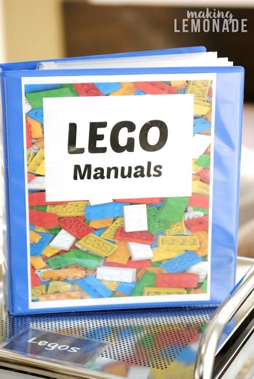 lego manual binder organization