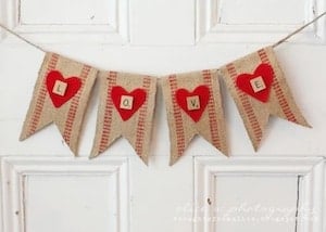 valentine's day burlap love banner craft for adults