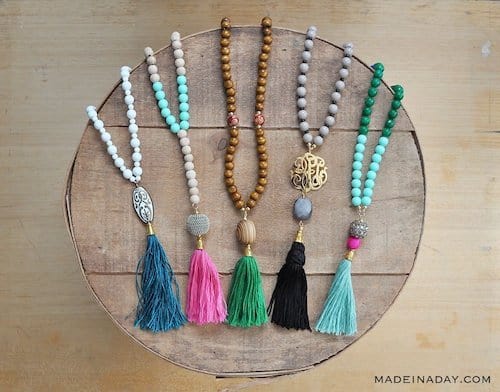 DIY Beaded Tassel Necklaces jewelry making craft for adults