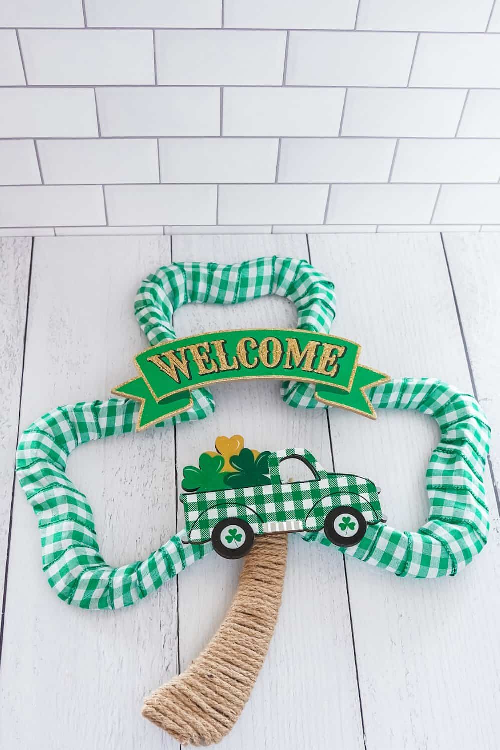 green buffalo check st patrick's day wreath 