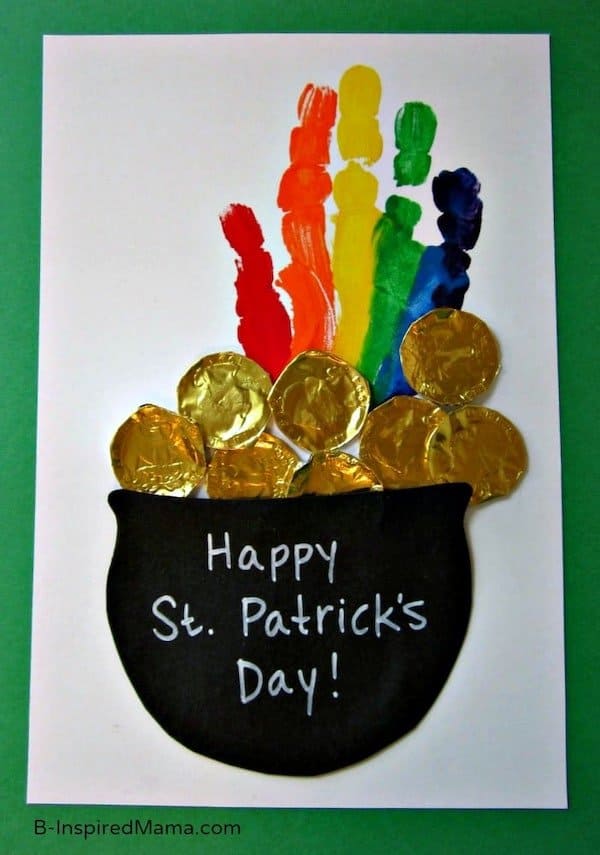 Handprint Rainbow Over Pot of Gold Coins St Patrick's Day Craft for Kids