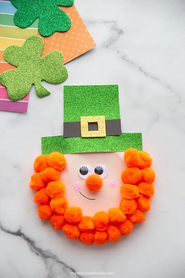 Paper Leprechaun with Pom Pom Beard