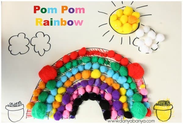 Pom-Pom Rainbow St Patrick's Day Crafts for Kids