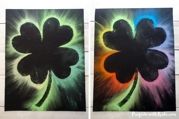 Shamrock Rainbow Chalk Pastels st patrick’s day craft for kids