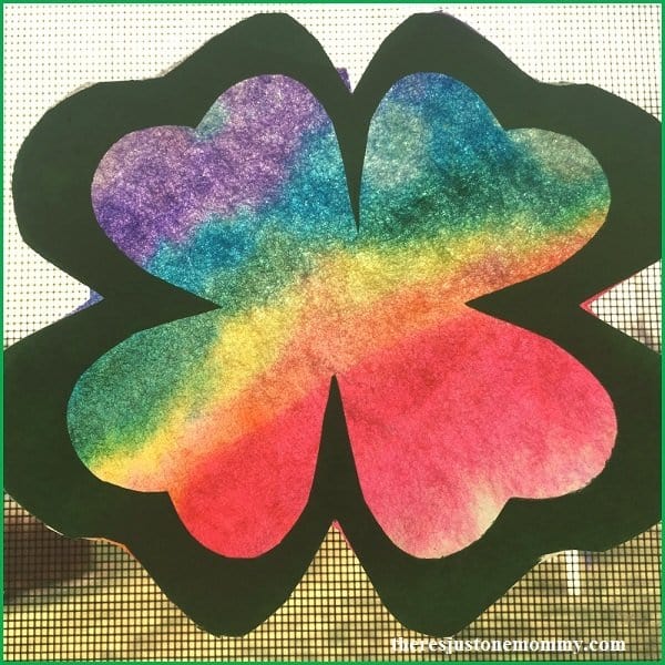 Rainbow Shamrock Suncatcher St Patrick's Day Craft for Kids
