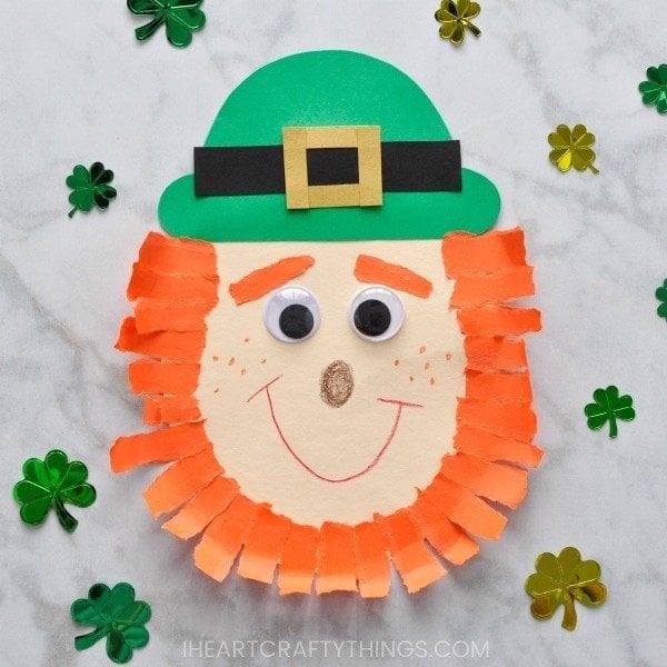 Torn Paper Leprechaun Craft for st patrick's day