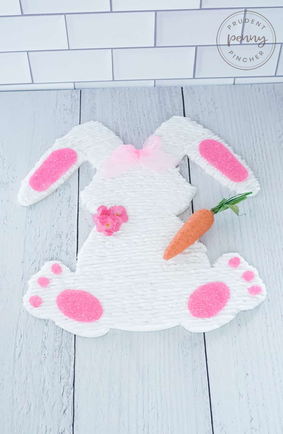 yarn covered Wooden Easter Bunny craft