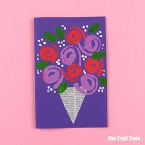 stamped rose card mother's day craft for kids