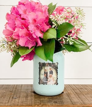 MASON JAR PICTURE FRAME VASE