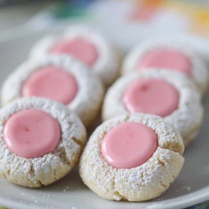 pink lemonade thumbprint cookies
