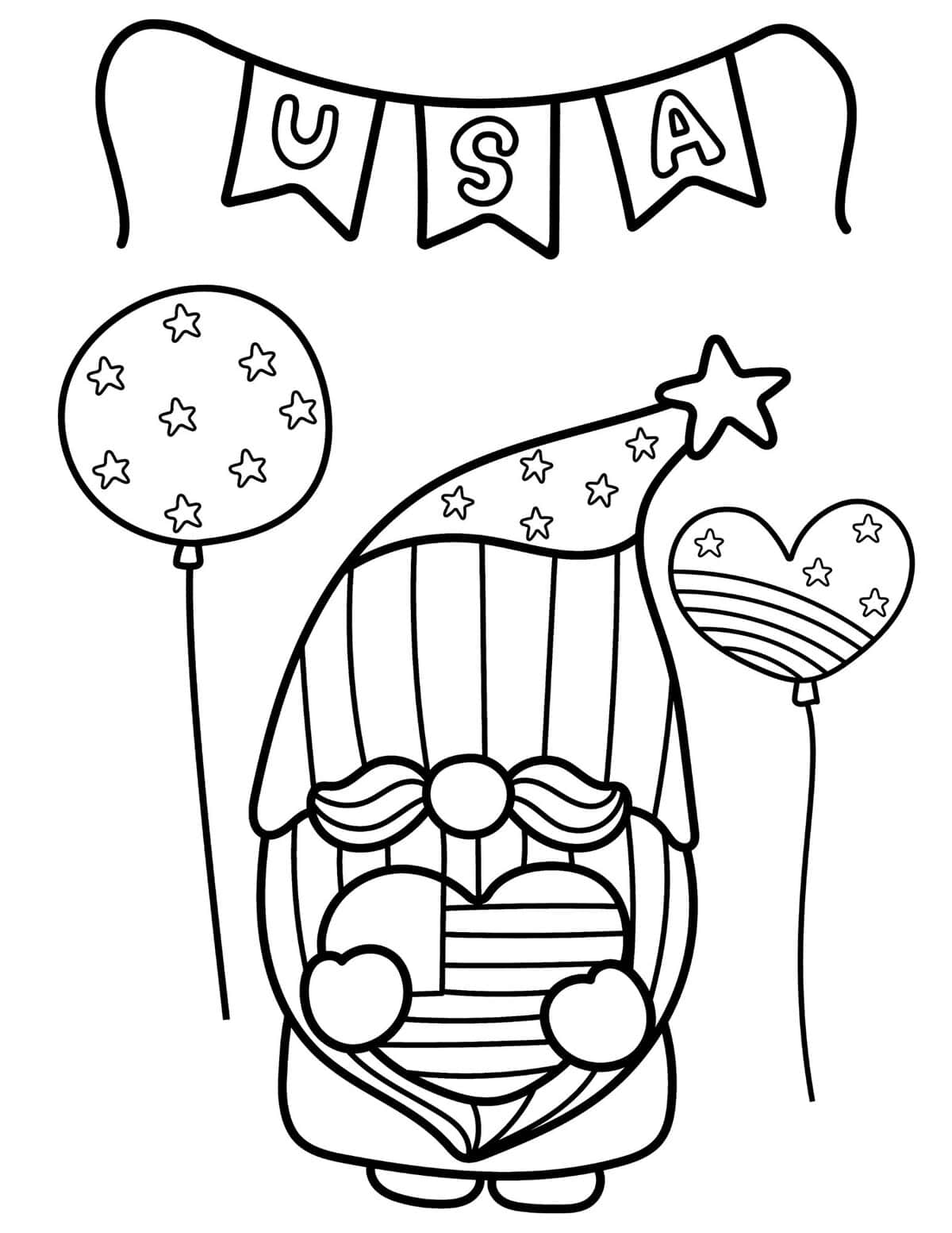 USA gnome coloring page