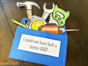 toolbox printable Homemade Father's Day Card