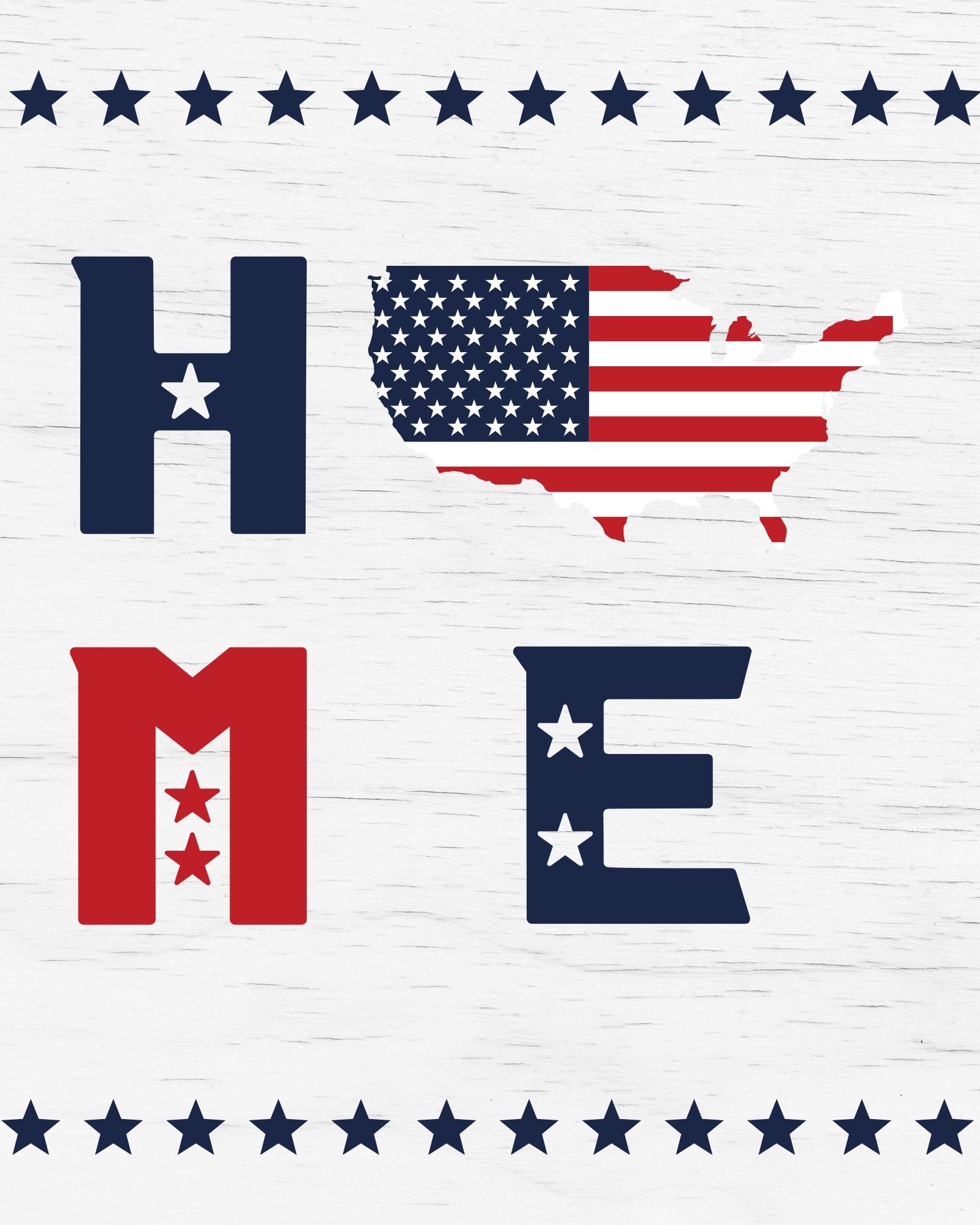 Home letters with USA map