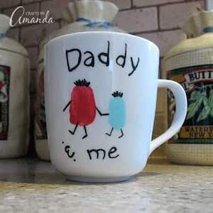 Fingerprint Daddy & Me Coffee Mug Father’s day craft for kids