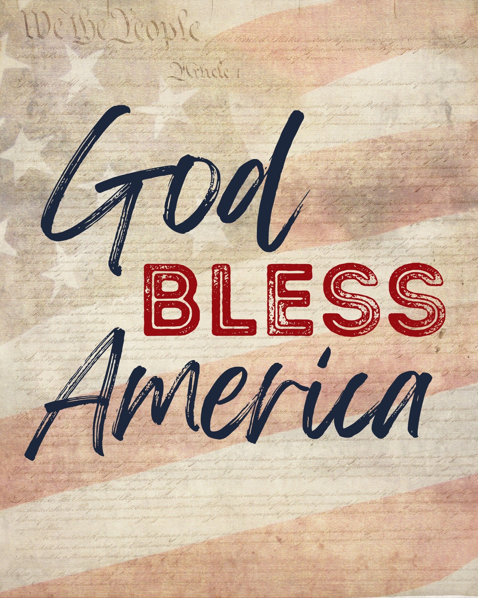 vintage god bless america constition and flag background