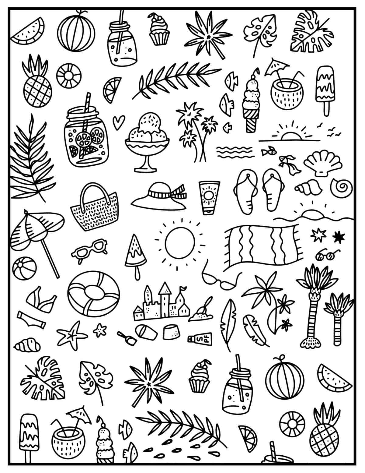 Summer Pattern coloring sheet