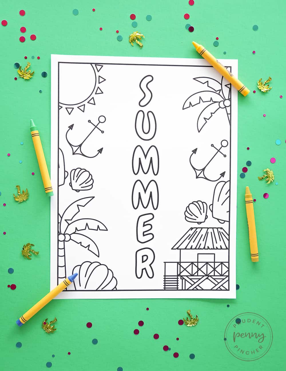 vertical summer coloring page