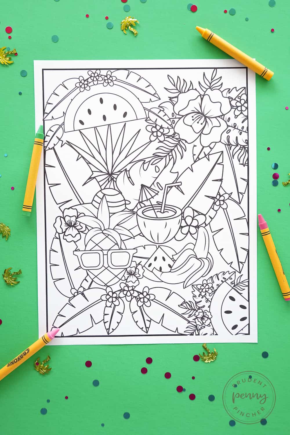 jumbled summer coloring sheet